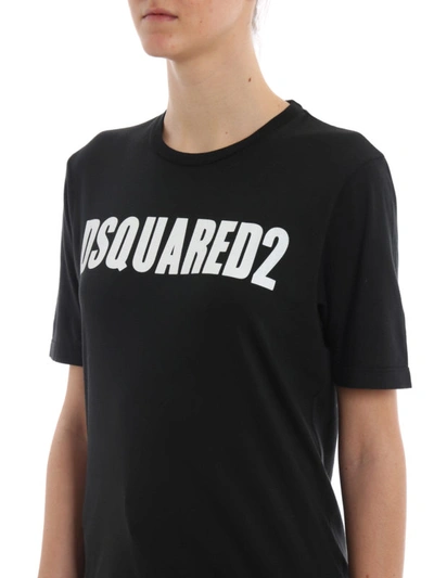 Shop Dsquared2 Logo Lettering Black Cotton T-shirt