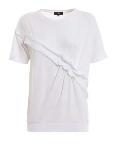 Shop Fay Ruffle Cotton T-shirt In White