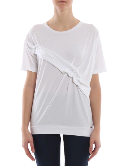 Shop Fay Ruffle Cotton T-shirt In White