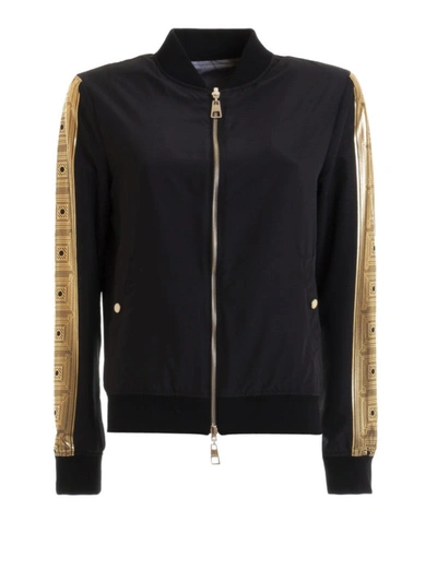 Shop Versace Black Reversible Zipped Bomber Jacket