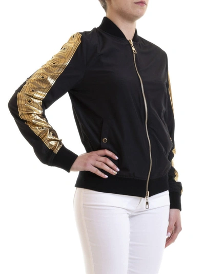 Shop Versace Black Reversible Zipped Bomber Jacket