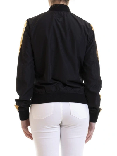 Shop Versace Black Reversible Zipped Bomber Jacket