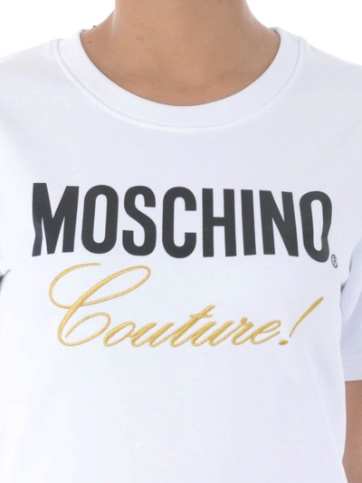 Shop Moschino Logo Print And Embroidery Two-tone  Dress In White