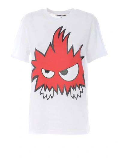 Shop Mcq By Alexander Mcqueen White Cotton Monster Print T-shirt