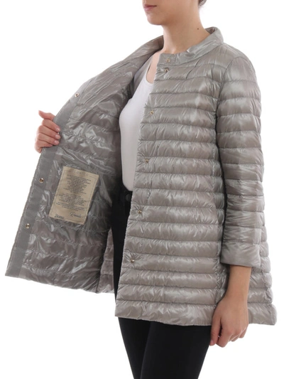 Shop Herno Rossella Grey Long Puffer Jacket