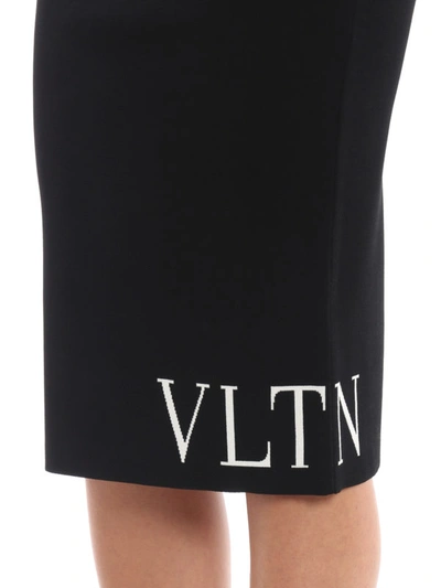 Shop Valentino Jacquard Logo Pencil Skirt In Black