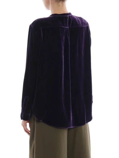 Shop Aspesi Purple Silk Blend Smooth Velvet Shirt
