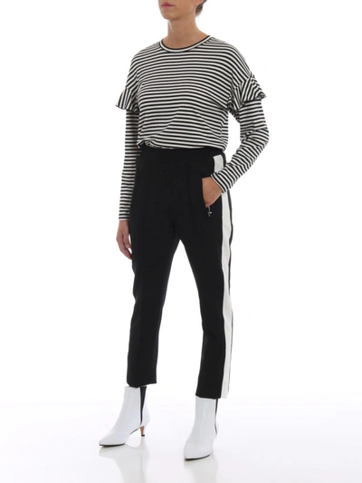 Shop Dondup Candela Black And White Pull On Pants