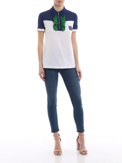 Shop Prada Silk Chiffon And Cotton Jersey Polo Shirt In Multicolour