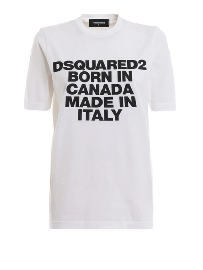 Shop Dsquared2 Born In Canada Made In Italy T-shirt In White