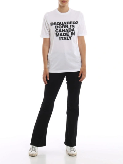 Shop Dsquared2 Born In Canada Made In Italy T-shirt In White