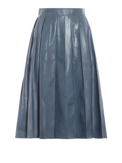 Shop Bottega Veneta Tweedia Lambskin Pleated Skirt In Light Blue