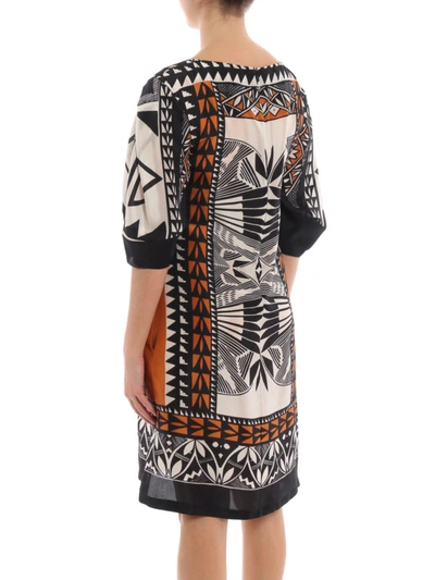 Shop Alberta Ferretti Printed Pure Silk Dress In Multicolour