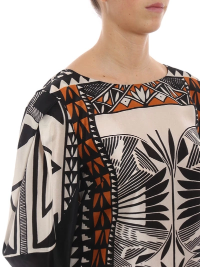 Shop Alberta Ferretti Printed Pure Silk Dress In Multicolour