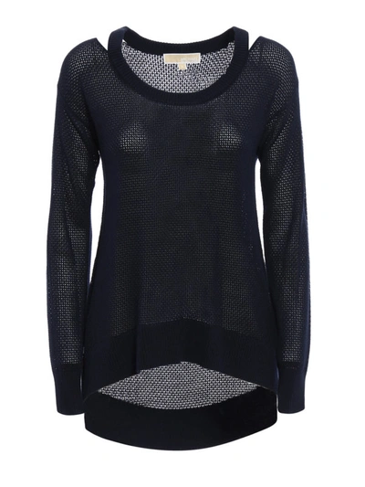 Shop Michael Kors Cut Out Detail Sweater In Blue
