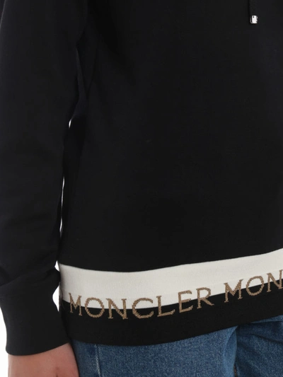 Shop Moncler Sparkling Logo Embellished Hoodie In Black