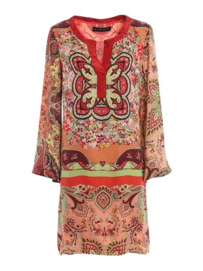 Shop Etro Multicolour Paisley Print Silk Blend Dress