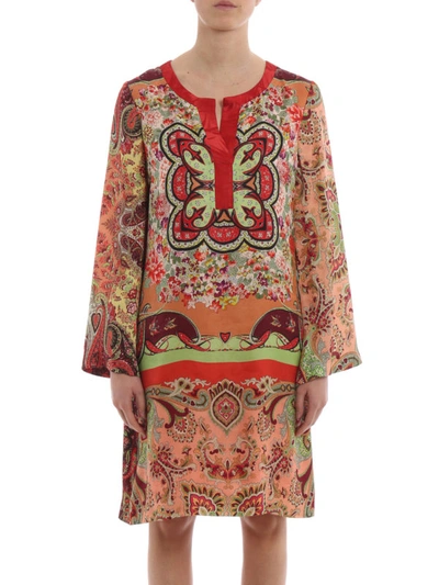 Shop Etro Multicolour Paisley Print Silk Blend Dress