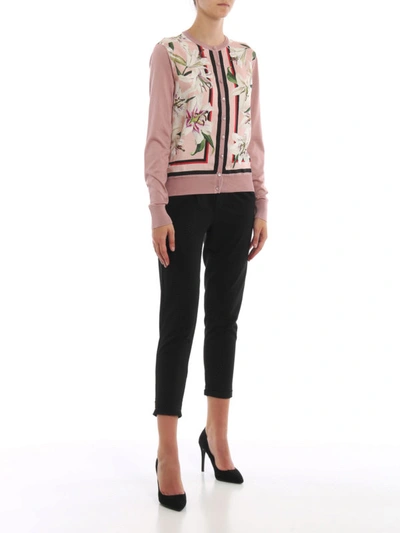 Shop Dolce & Gabbana Lilium Print Silk Cardigan In Pink