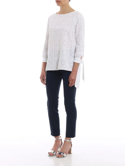 Shop Dondup Needlepoint Cotton Blouse In White