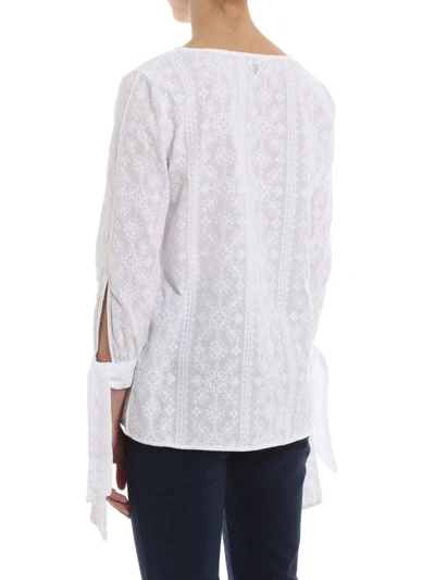 Shop Dondup Needlepoint Cotton Blouse In White