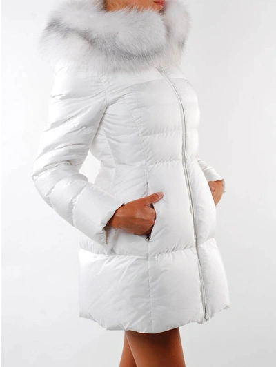 Shop Prada Fur Collar Padded Jacket In White