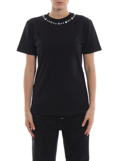 Shop Dondup Embellished Basic Black Tee