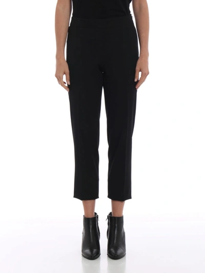 Shop Moschino Wool Gabardine Cigarette Trousers In Black