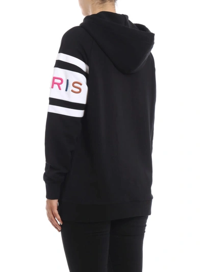 Shop Givenchy Multicolour Logo Embroidery Two-tone Hoodie In Black