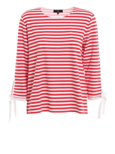 Shop Fay Red And White Striped Blouse With Bow Details In Multicolour