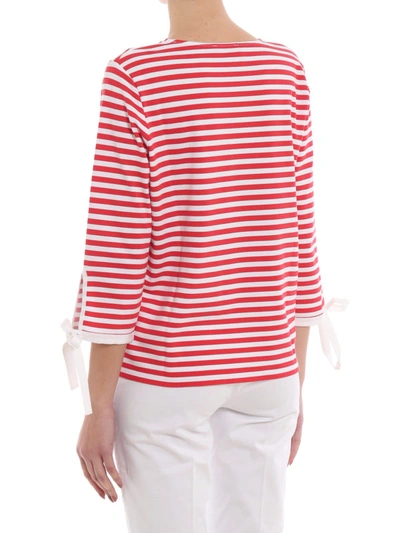 Shop Fay Red And White Striped Blouse With Bow Details In Multicolour
