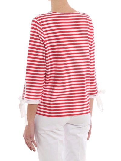 Fay Red And White Striped Blouse With Bow Details In Multicolour