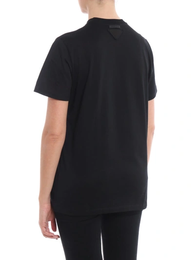 Shop Prada Heart Print Cotton T-shirt In Black
