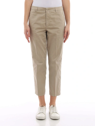 Shop Dondup Rothka Lightweight Cotton Pants In Dark Beige