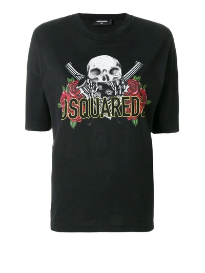 Shop Dsquared2 Black Cotton T-shirt