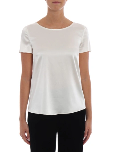 Shop Emporio Armani White Stretch Silk T-shirt With Rear Key-hole