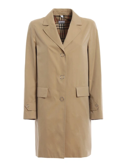 Shop Burberry Farringdon Honey Cotton Coat In Beige