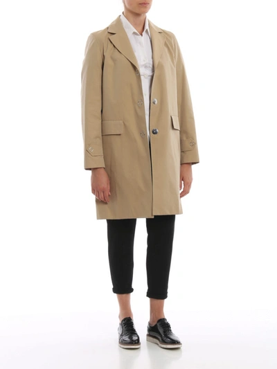 Shop Burberry Farringdon Honey Cotton Coat In Beige