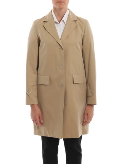 Shop Burberry Farringdon Honey Cotton Coat In Beige