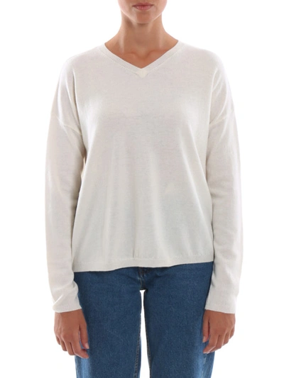 Shop Aspesi White Combed Wool Boxy Sweater