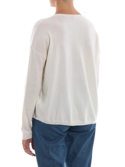 Shop Aspesi White Combed Wool Boxy Sweater