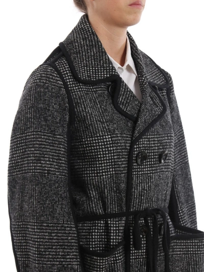 Shop Dsquared2 Prince Of Wales Wool Double-breasted Coat In Black