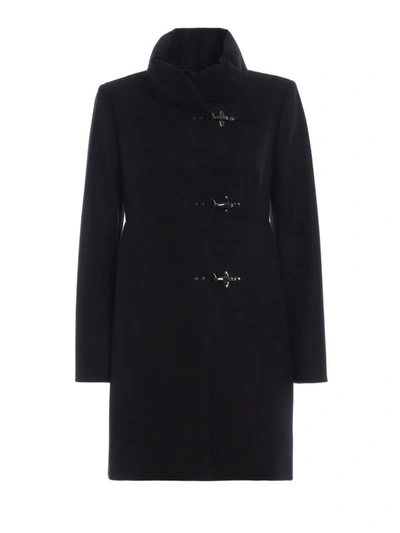 Shop Fay Romantic Dark Blue Wool And Cashmere Coat