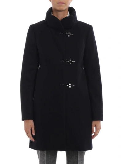 Shop Fay Romantic Dark Blue Wool And Cashmere Coat