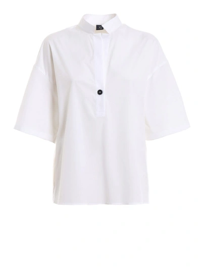 Shop Fay Shirt Style White Stretch Cotton Blouse