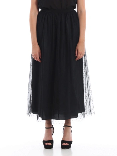 Shop Valentino Black Point Desprit Tulle Pleated Skirt