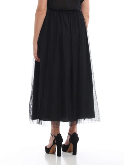 Shop Valentino Black Point Desprit Tulle Pleated Skirt