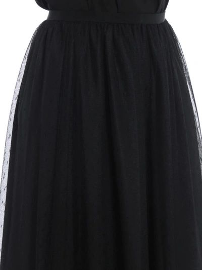 Shop Valentino Black Point Desprit Tulle Pleated Skirt