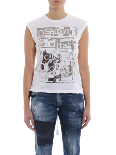 Shop Dsquared2 Silver Print Cotton T-shirt In White