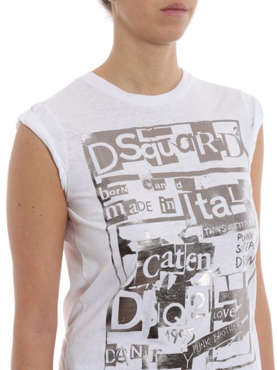 Shop Dsquared2 Silver Print Cotton T-shirt In White